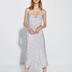 NWT Zara White and Black Polkadot Slip Dress